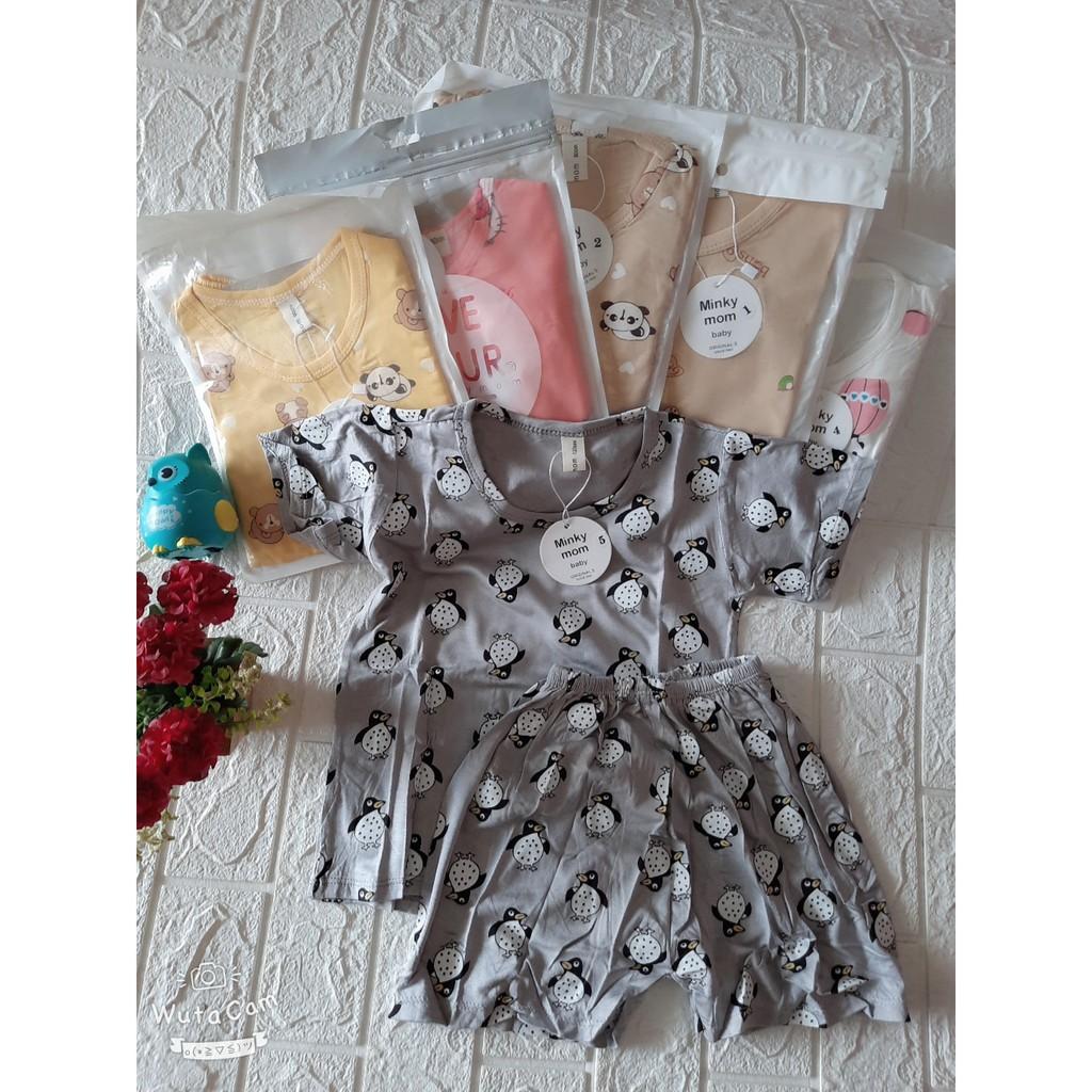 Bộ cộc tay thun lạnh in hình gấu Minky Mom siêu mềm mịn mát cho bé trai/gái