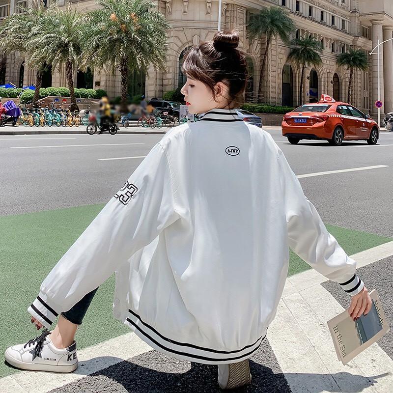 Áo Khoác Bomber Dù 2 Lớp Thêu Chữ Form Rộng Unisex Nam Nữ Couple Ulzzang