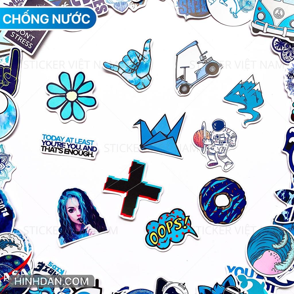 Sticker MÀU XANH - BLUE CHỐNG NƯỚC Dán Trang Trí Nón Bảo Hiểm, Laptop, Vali, Xe Máy, Đàn Guitar