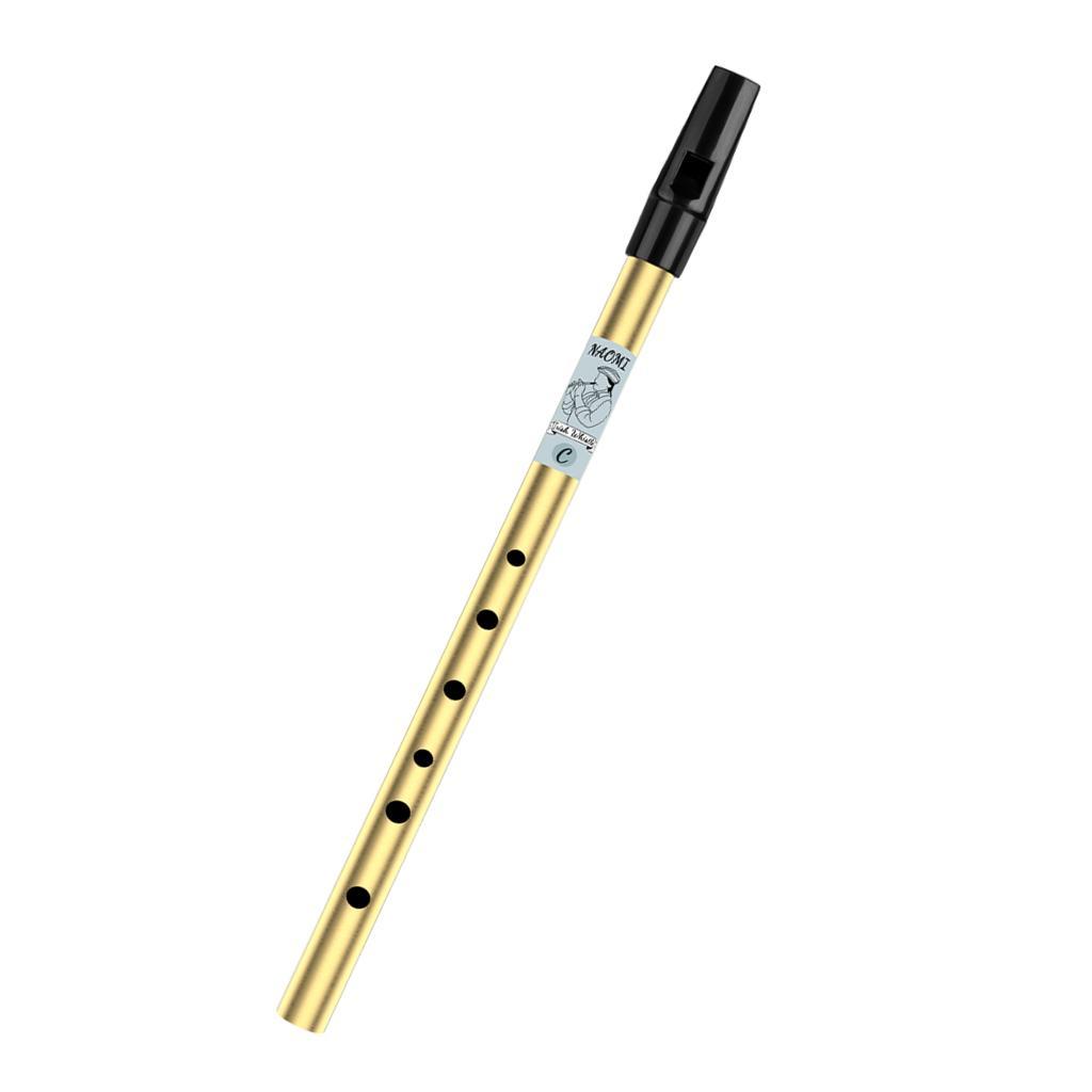 Triditional Irish Tin Whistle Flute 6 Hole Tin Penny Whistle High D Gold