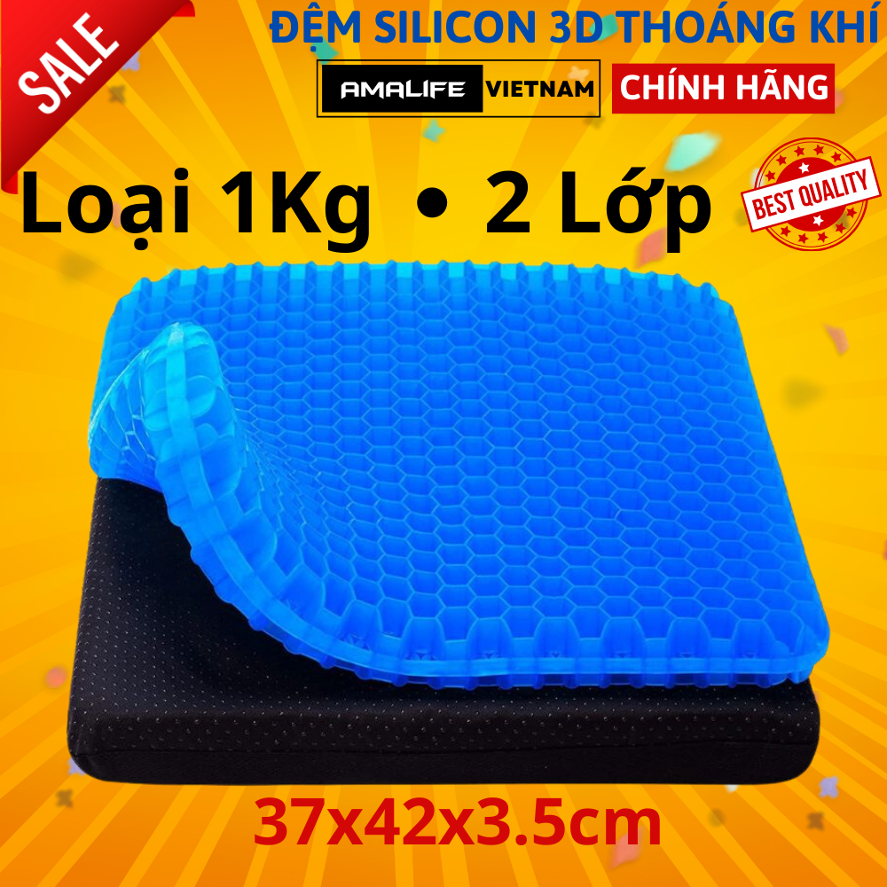 Đệm Ngồi 3D Silicon 2 Lớp Tổ Ong Lót Ghế Thoáng Khí Chống Đau Mỏi Lưng Amalife