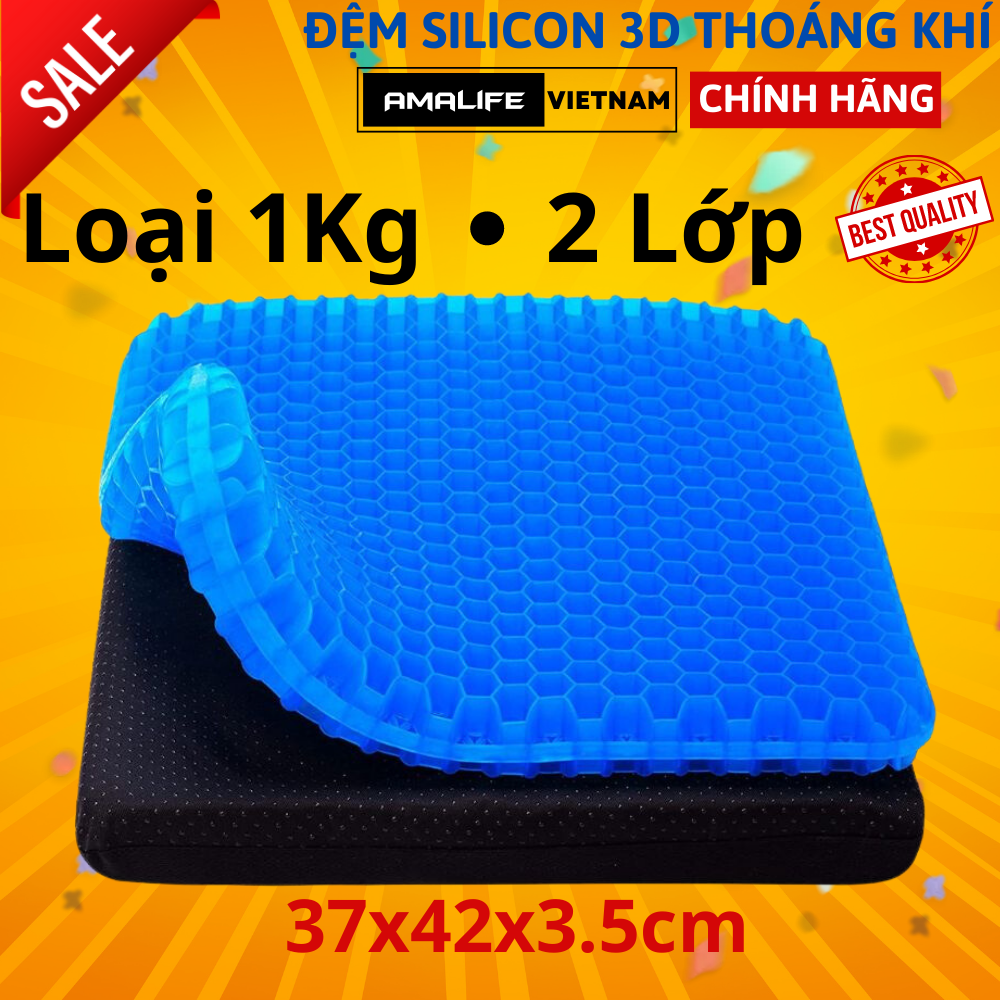 Đệm Ngồi 3D Silicon 2 Lớp Tổ Ong Lót Ghế Thoáng Khí Chống Đau Mỏi Lưng Amalife 