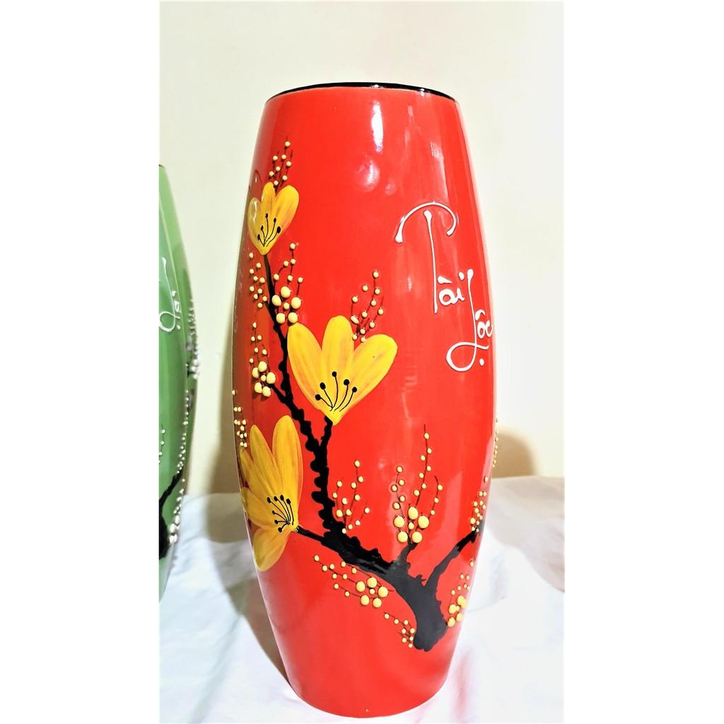 Bình Bông Sứ Bát Tràng Cắm Hoa Tài Lộc Cao 30cm