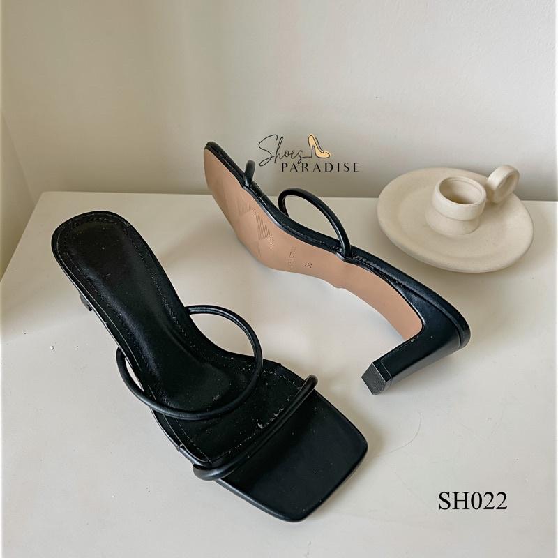 Giày nữ đẹp gót vuông giày mũi vuông cao gót guốc nữ guôc nữ quai ngang SHOES PARADISE SH022