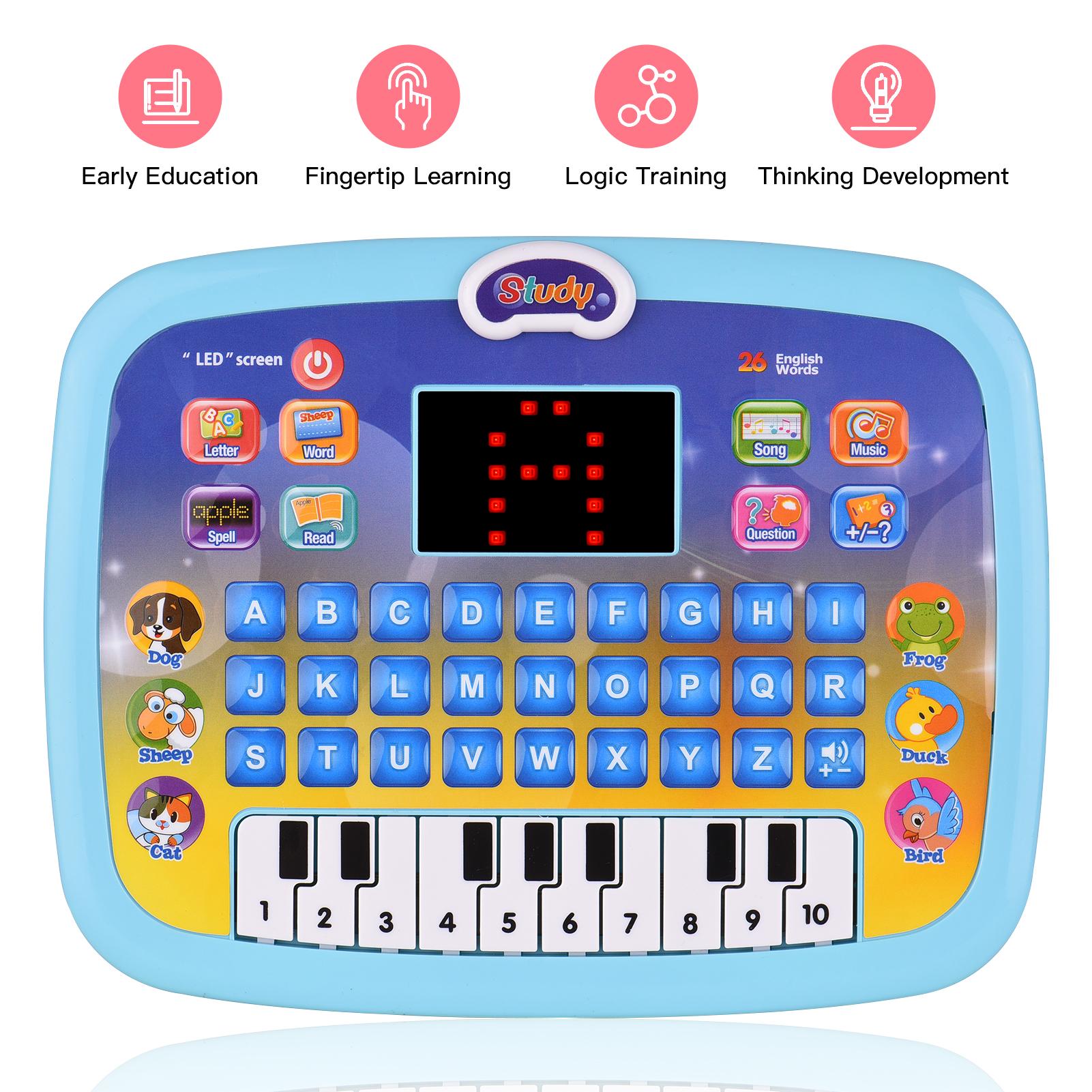 Early Educational Toy Learning Tablet Toddler Computer Toy with LED Screen Display 8 Learning Modes Gift for Age 3-6