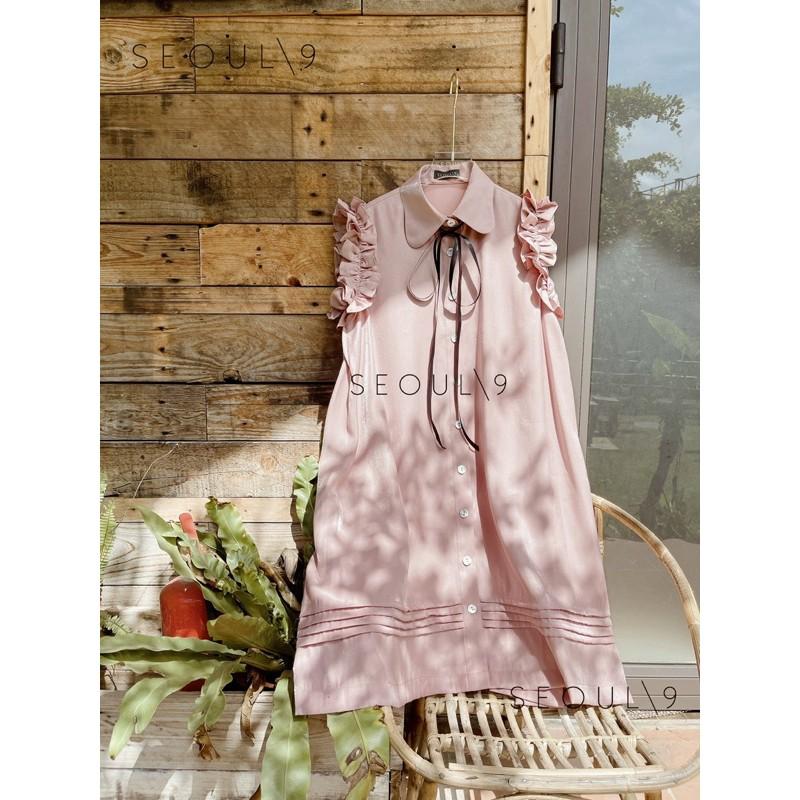 Morela dress đầm suông bèo tay màu hồng nude