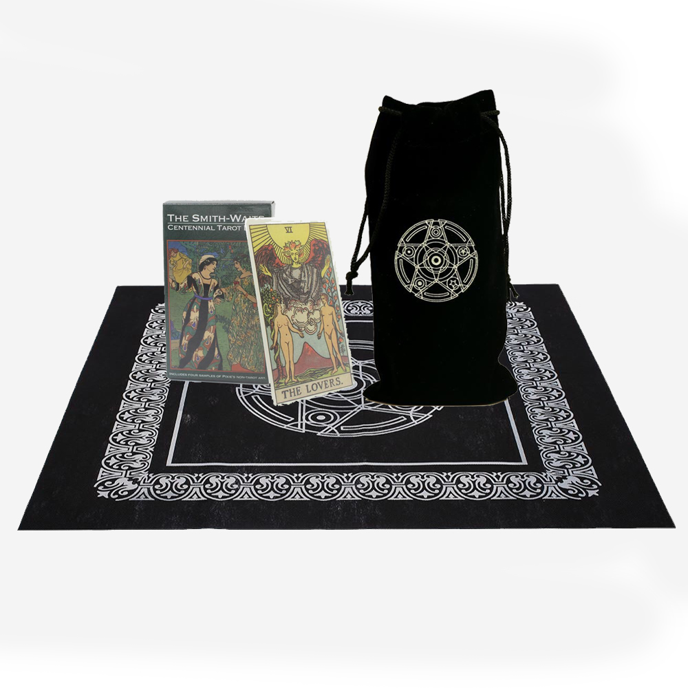 Combo Bộ Bài Tarot The Smith-Waite Tarot Centennial Edition Pamela Colman Smith Commemorative Cao Cấp và Túi Nhung Đựng Tarot và Khăn Trải Bàn Tarot