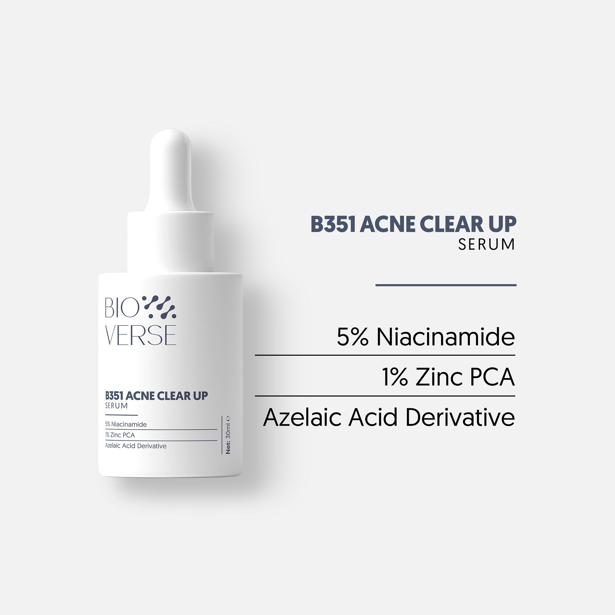Tinh chất Bioverse hỗ trợ giảm mụn B351 Acne Clear up Serum 30ml