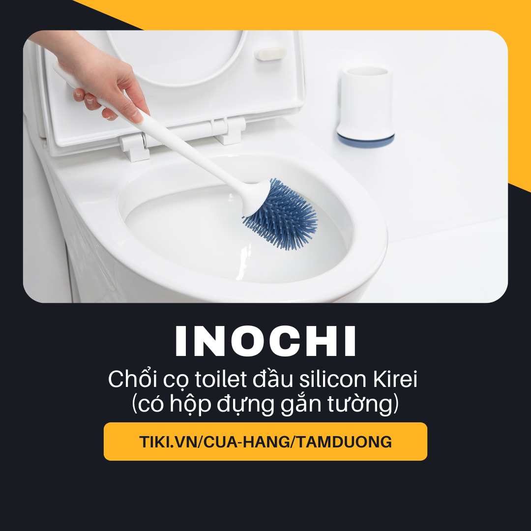 Chổi cọ toilet đầu silicon Inochi Kirei (có hộp treo gắn tường)