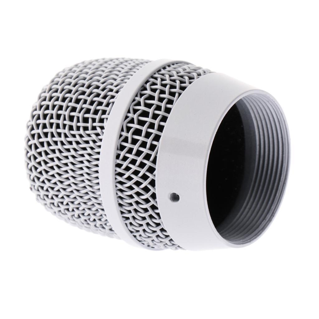 1x Steel Handheld Mesh Microphone Grill Head Silver with Inner Foam Filter
