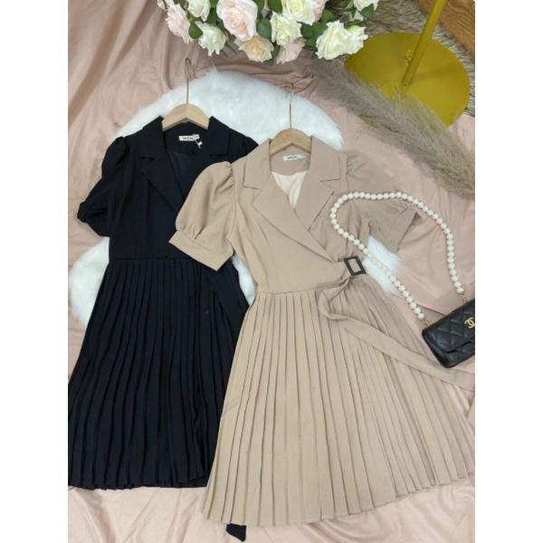 ĐẦM XẾP LY CỔ VEST