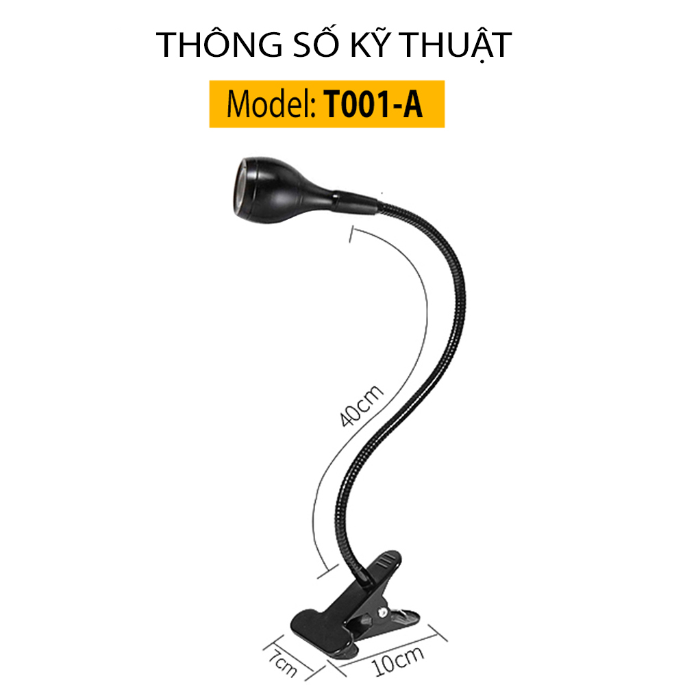 Đèn học, Đèn đọc sách kẹp bàn đầu giường Led VITAGE 3W - USB 5V