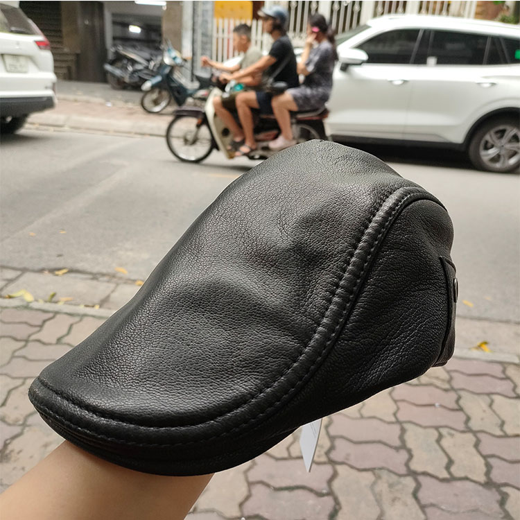 Mũ beret/ Nón nồi nam da dê cao cấp BHY2071