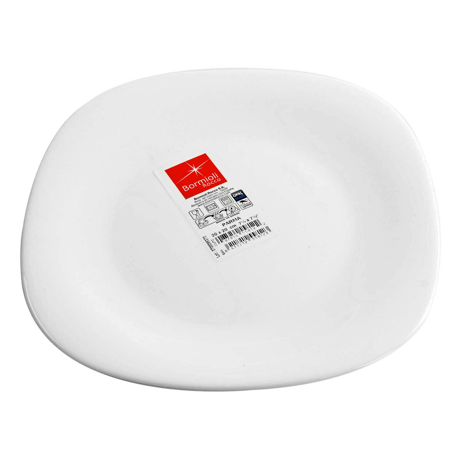 Combo 4 đĩa hình vuông vê cạnh cỡ 20 cm x 20 cm - Sản xuất tại Tây Ban Nha