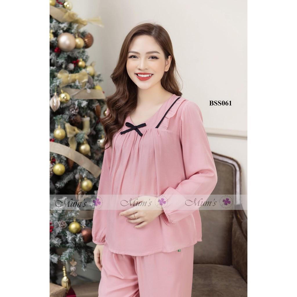 Đồ bộ mặc bầu và sau sinh Bộ đũi dài cổ tim lé đen đủ sz S-M-L