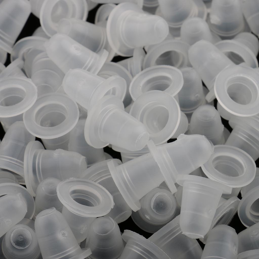 200pcs Microblading Pigment Cup Caps Silicone Ink Holder Tattoo Supply