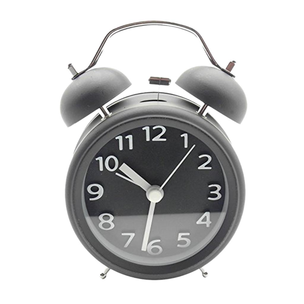 Classic Retro Vintage Double Bell Alarm Clock Silent Non-ticking Sweep Small Adorable Quartz Loud Alarm Clock with Night Light for Home Bedroom Bedside Office