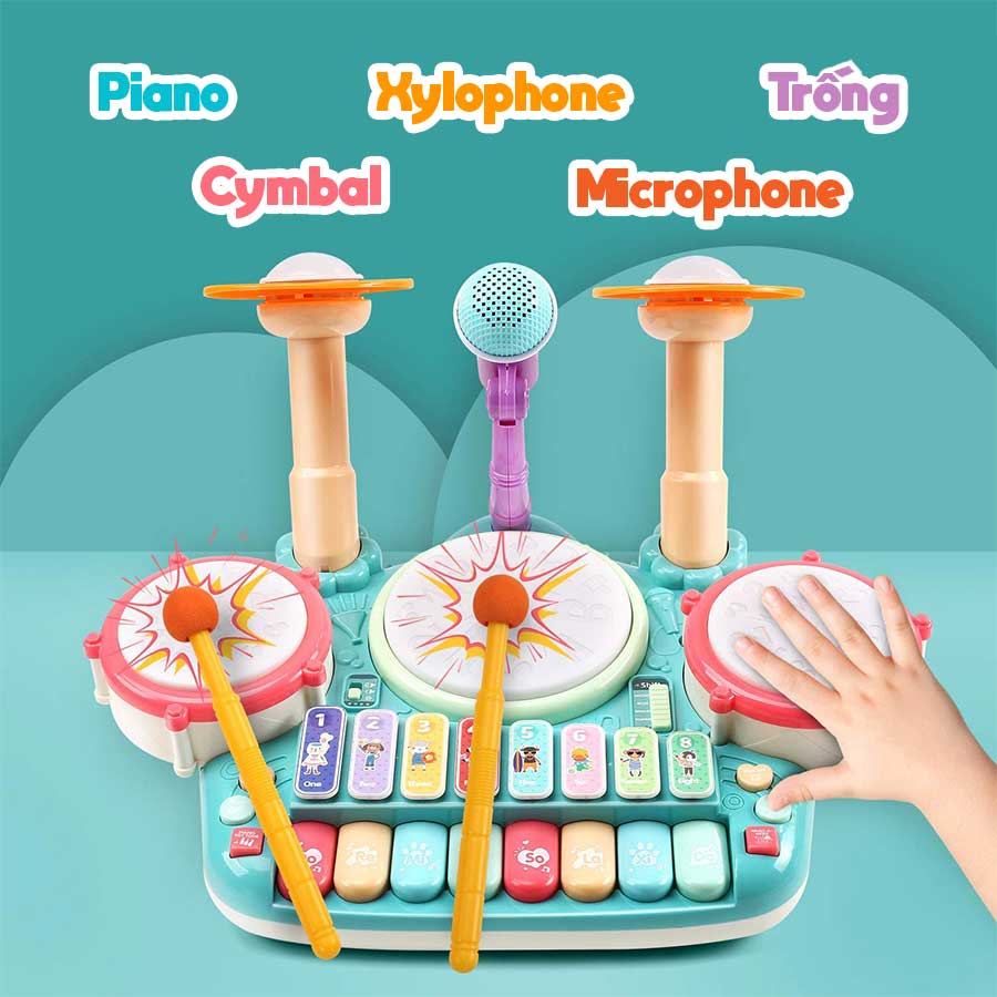 Đồ Chơi Peek A Boo Bộ Trống Kèm Piano Vui Nhộn PAB003