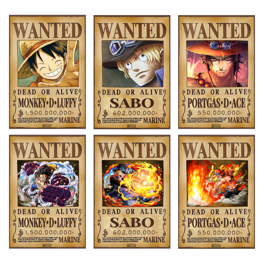 Poster truy nã 3 anh em Luffy, Sabo, Ace ver 1 + ver 2 - One Piece