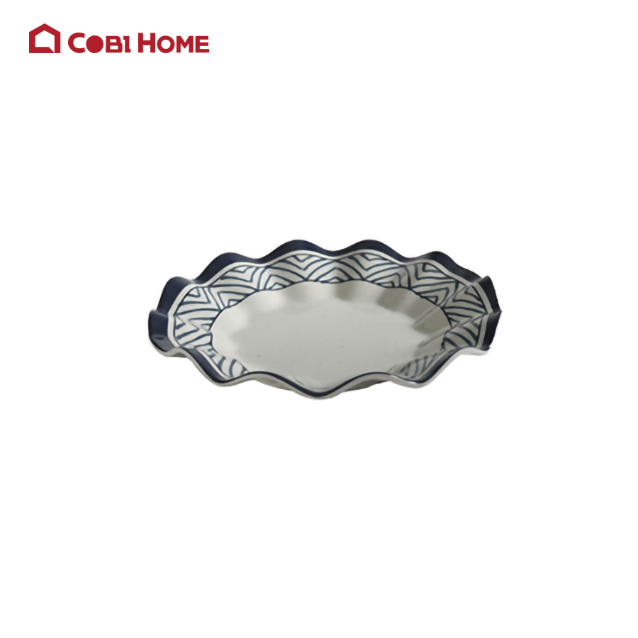 Đĩa tròn tạo kiểu hoa văn bằng melamine cao cấp