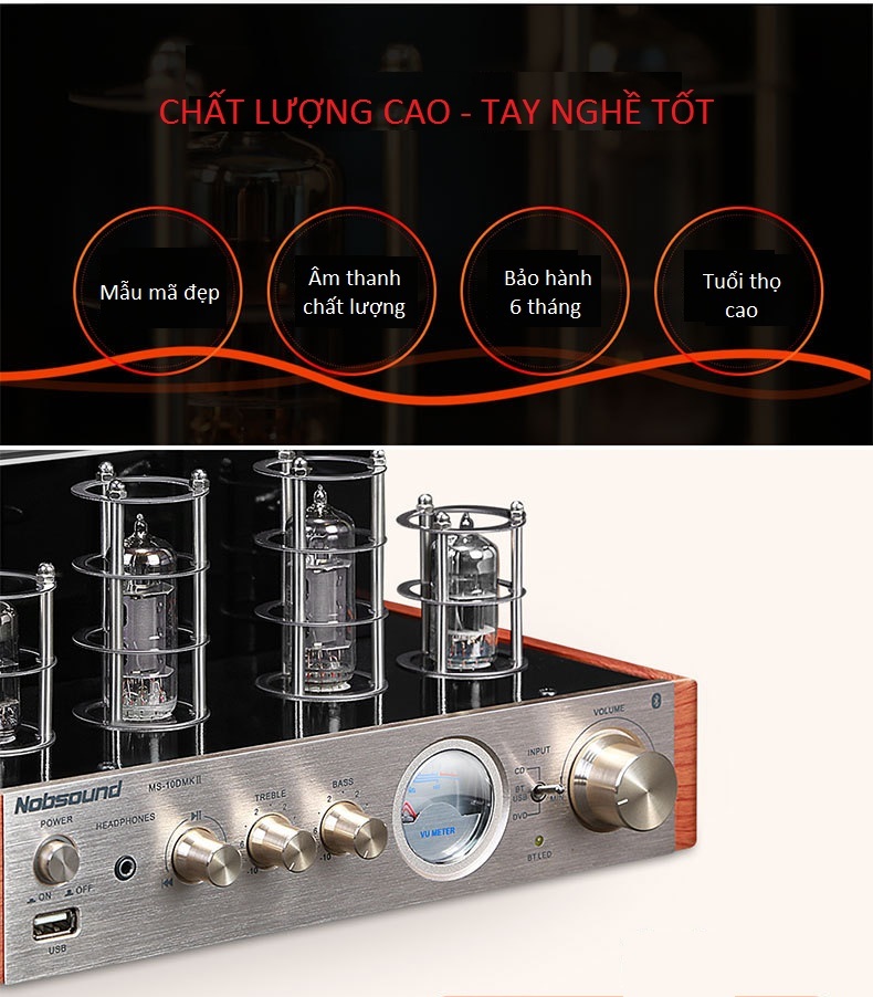 Bộ Amplifier Đèn Mini Bluetooth Nobsound MS-10DMKII Cao Cấp - Hàng Chính Hãng