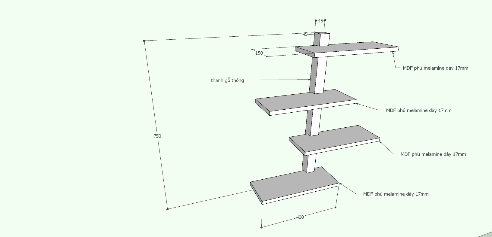 Kệ gỗ công nghiệp KT01D