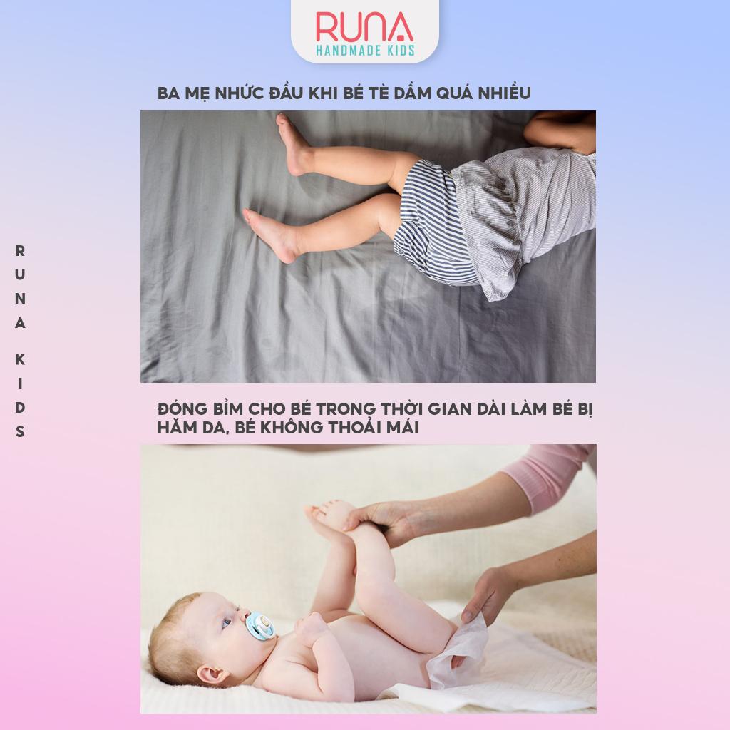 Thảm lót chống thấm cho bé RUNA KIDS Cotton Hàn 100% chần bông thấm hút tốt thoáng mát an toàn cho bé 1m6x2m