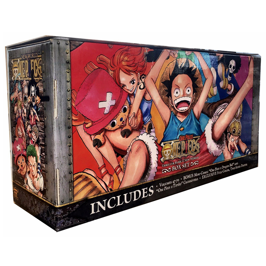 [Hàng thanh lý miễn đổi trả] One Piece Box Set 3: Thriller Bark To New World, Volumes 47-70 With Premium - Tiếng Anh