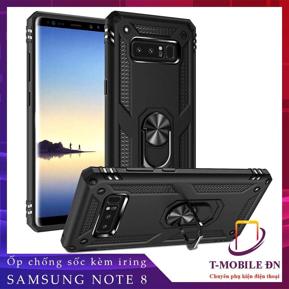 Ốp lưng cho Samsung Note 8 chống sốc 2 lớp kèm nhẫn iring làm giá đỡ