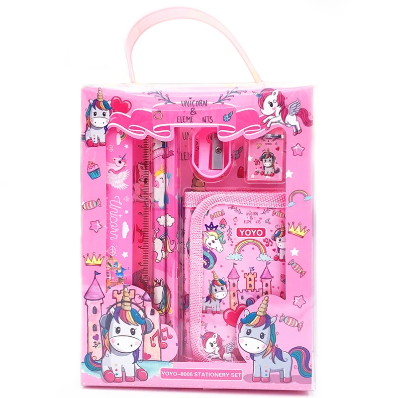 Bộ đồ dùng học tập nhiều họa tiết Baby-S, Bộ dụng cụ học tập 6 món cao cấp đáng yêu cho bé – SH057