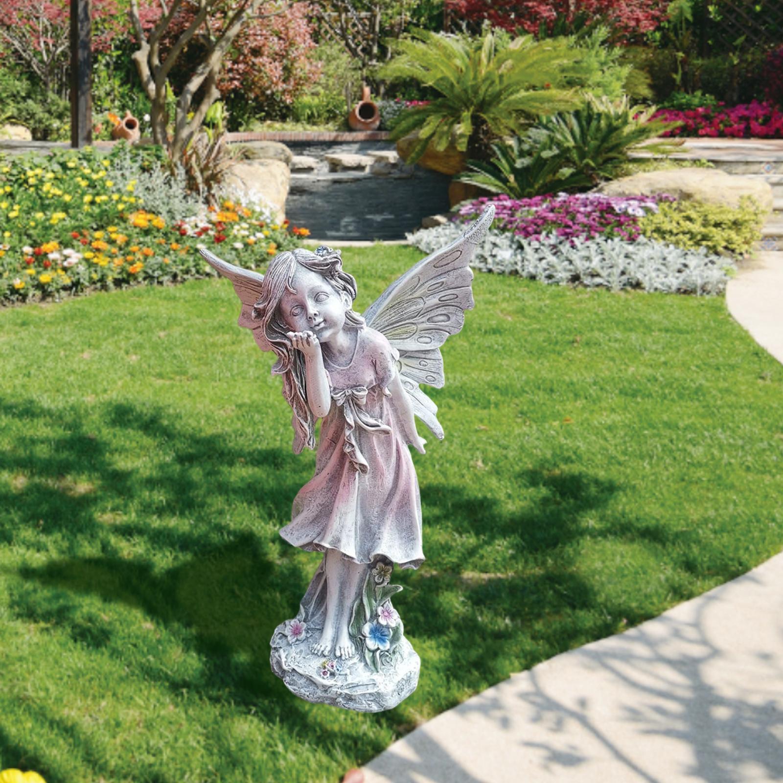 Charming Fairy Statue Figurine Ornament Craft Backyard Resin