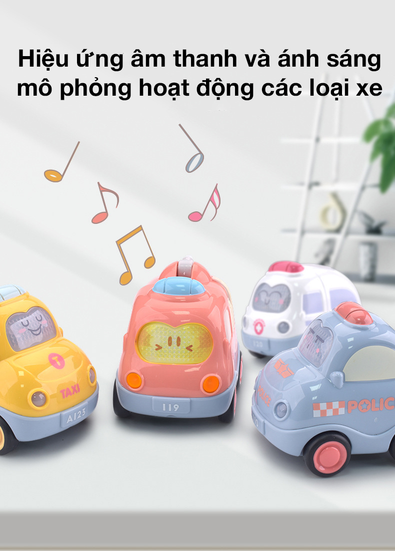 đồ chơi ô tô quán tính KAVY mô tả xe cứu hỏa, cứu thương, cảnh sát, taxi đẹp và dễ thương có đèn và nhạc