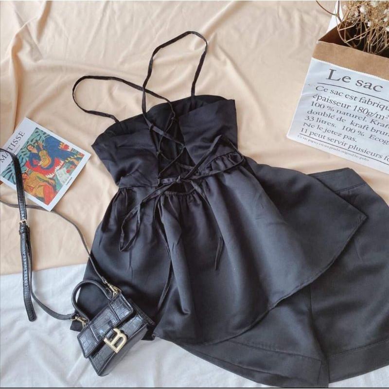 Set áo đan chéo sexy kèm quần lụa
