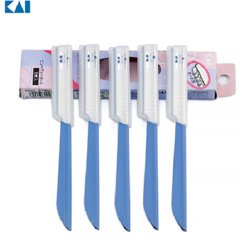 Dao Cạo Lông Mày Lưỡi Thép Có Màng Bảo Vệ Dành Cho Nữ Kai Kazor BTM Beauty Guar 00661 (Set 5 Cây)