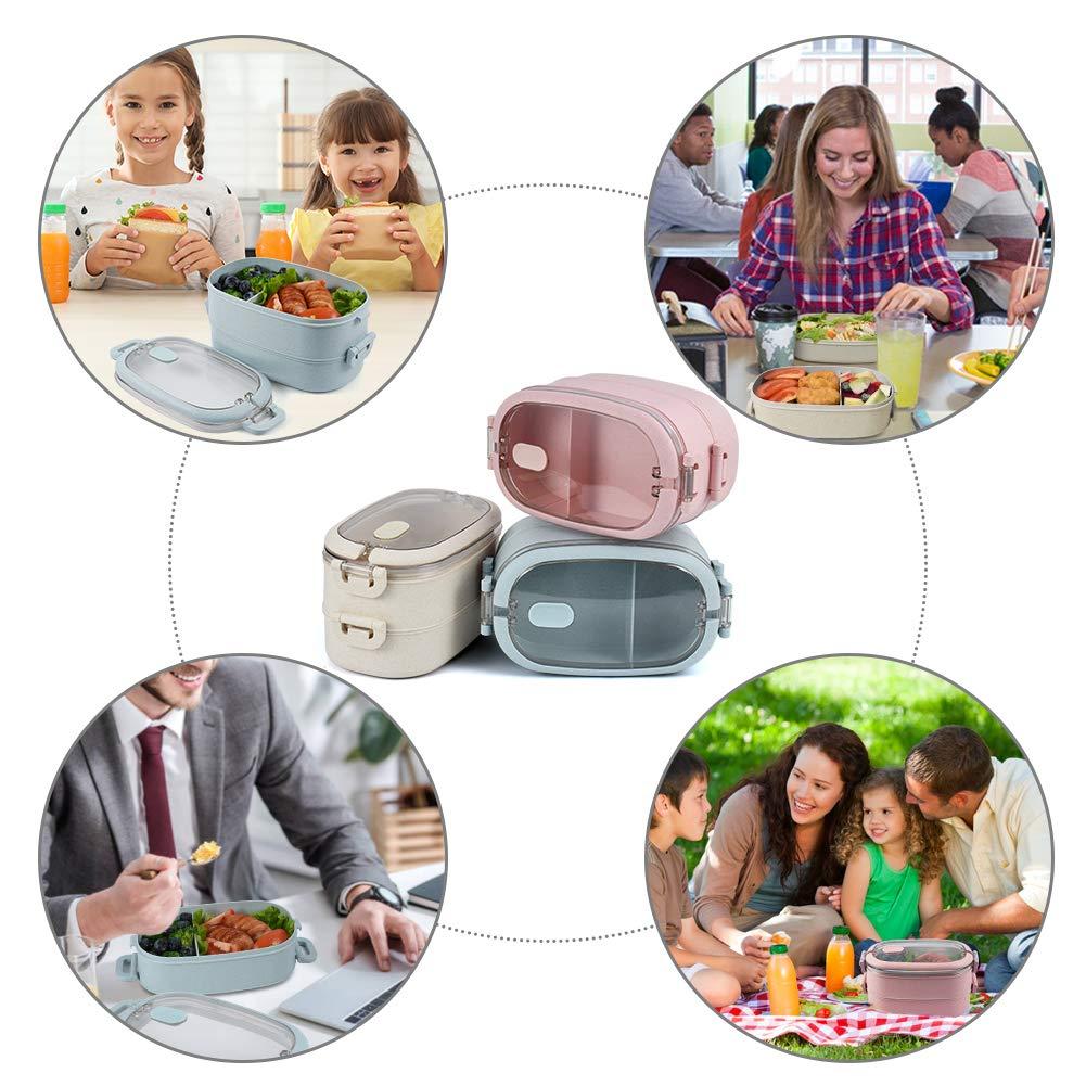 Hai lớp hộp ăn trưa, có vỏ bọc, hộp đựng đồ ăn kín. Hộp ăn trưa lý tưởng cho picnic và làm việc. Chuyển tới lò vi sóng và máy rửa