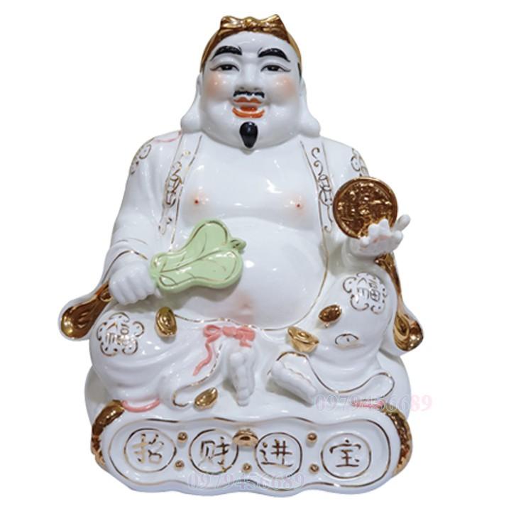 Cặp tượng thần tài ông địa sứ trắng 7 inch - M5