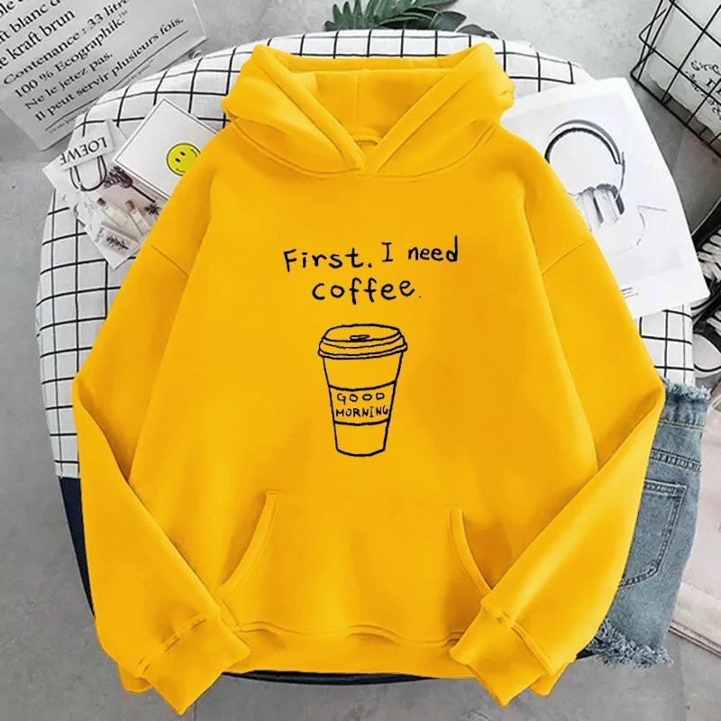 ÁO HOODIE UNISEX IN I NEED COFFEE (NHIỀU MÀU)