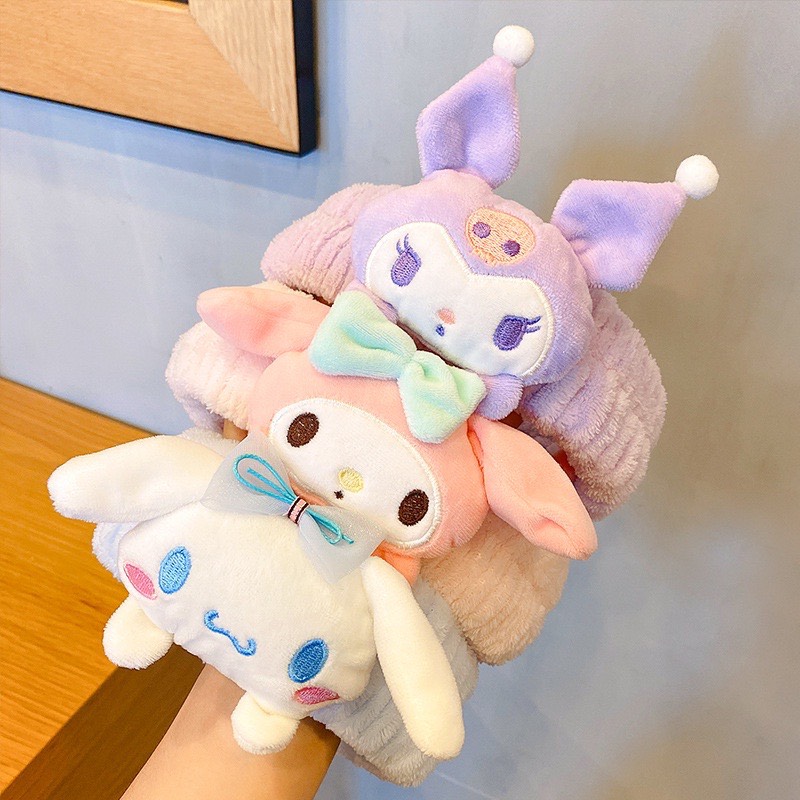 Băng Đô Rửa Mặt Hình Búp Bê Nhồi Bông My Melody Kuromi Kawaii Dễ Thương