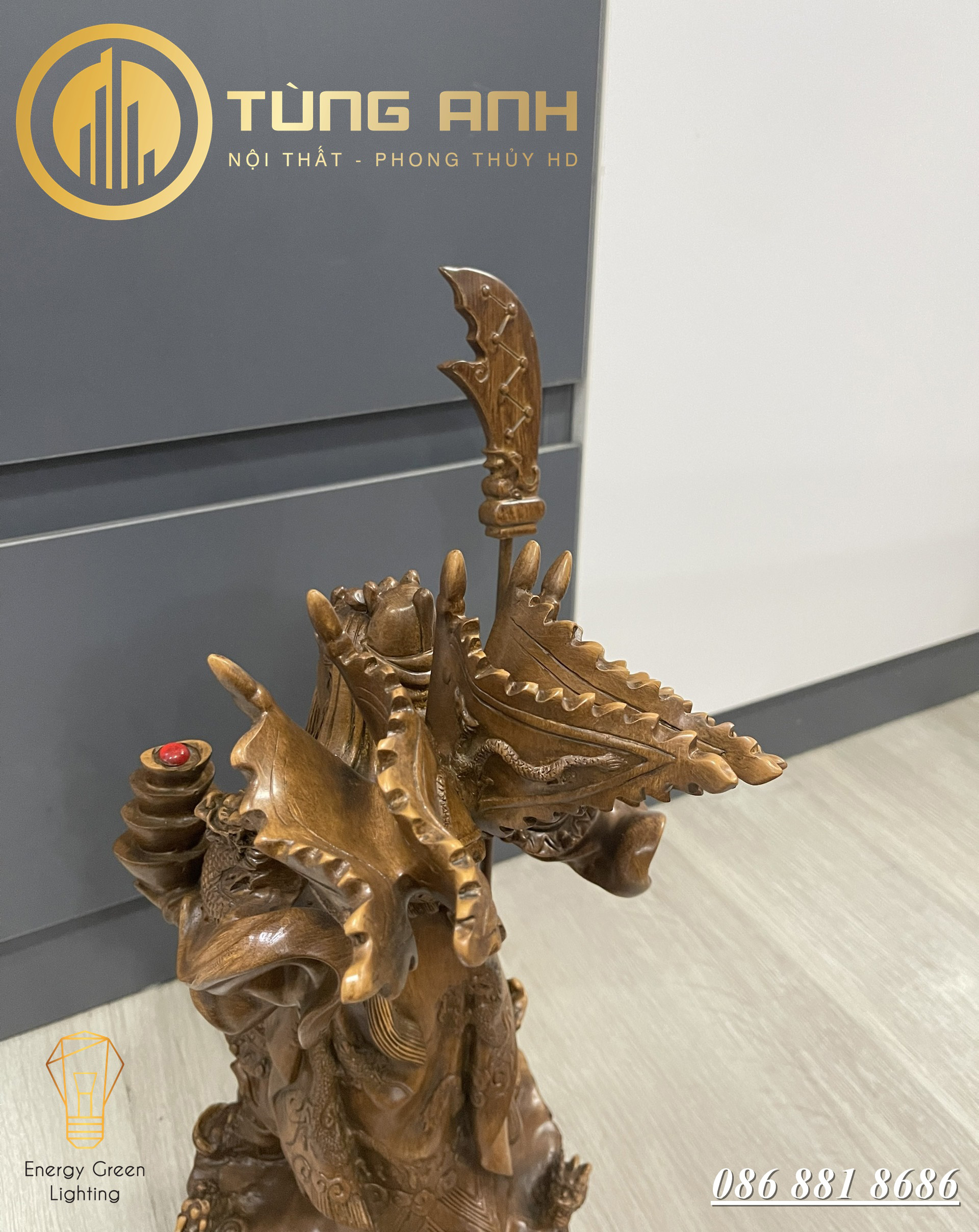 Tượng Quan Công Cầm Đĩnh Vàng Size 50cm - Mang Lại Sự May Mắn , Tài Lộc , Bình An - Có Video Thực Tế