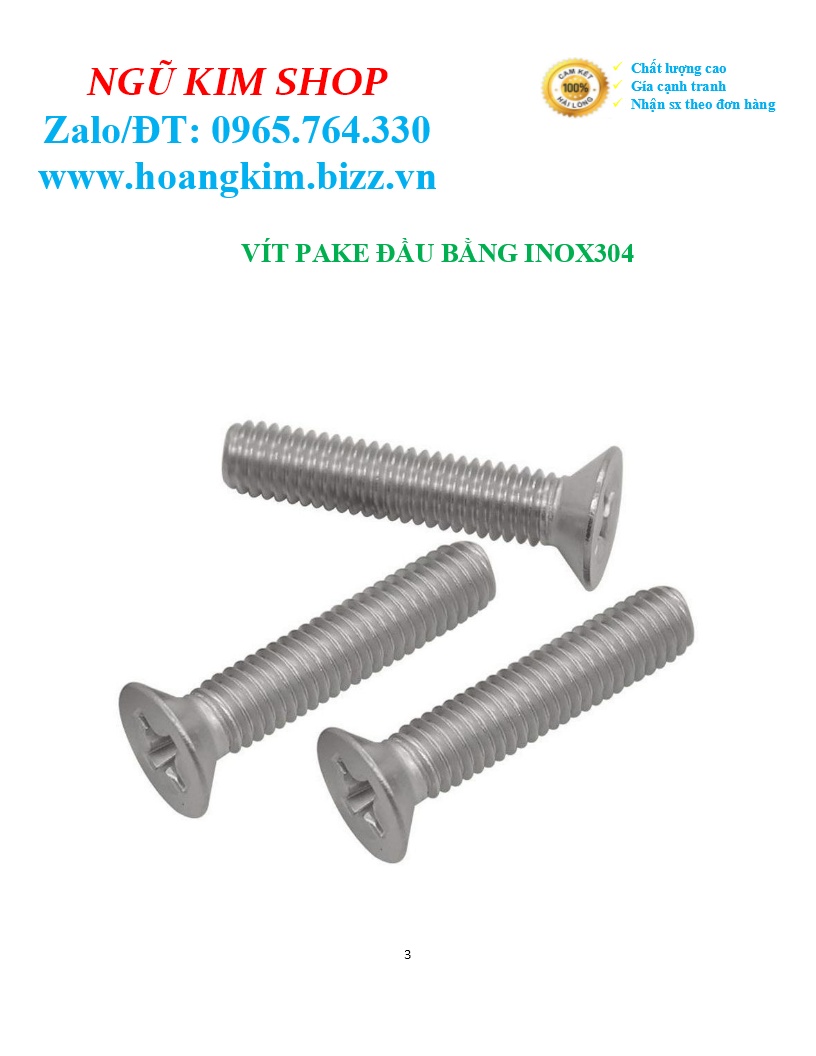 ỐC PAKE ĐẦU BẰNG INOX304 M5