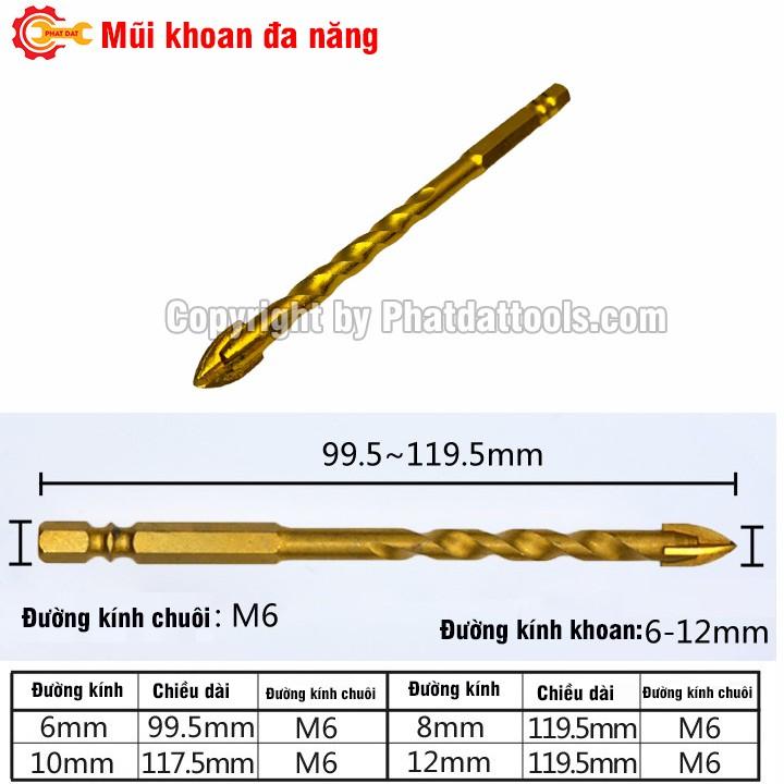 Mũi khoan đa năng 4 cạnh chuôi lục giác-Khoan kính, thủy tinh,khoan gạch men, gạch đá hoa cương-Lắp vừa tất cả các dòng