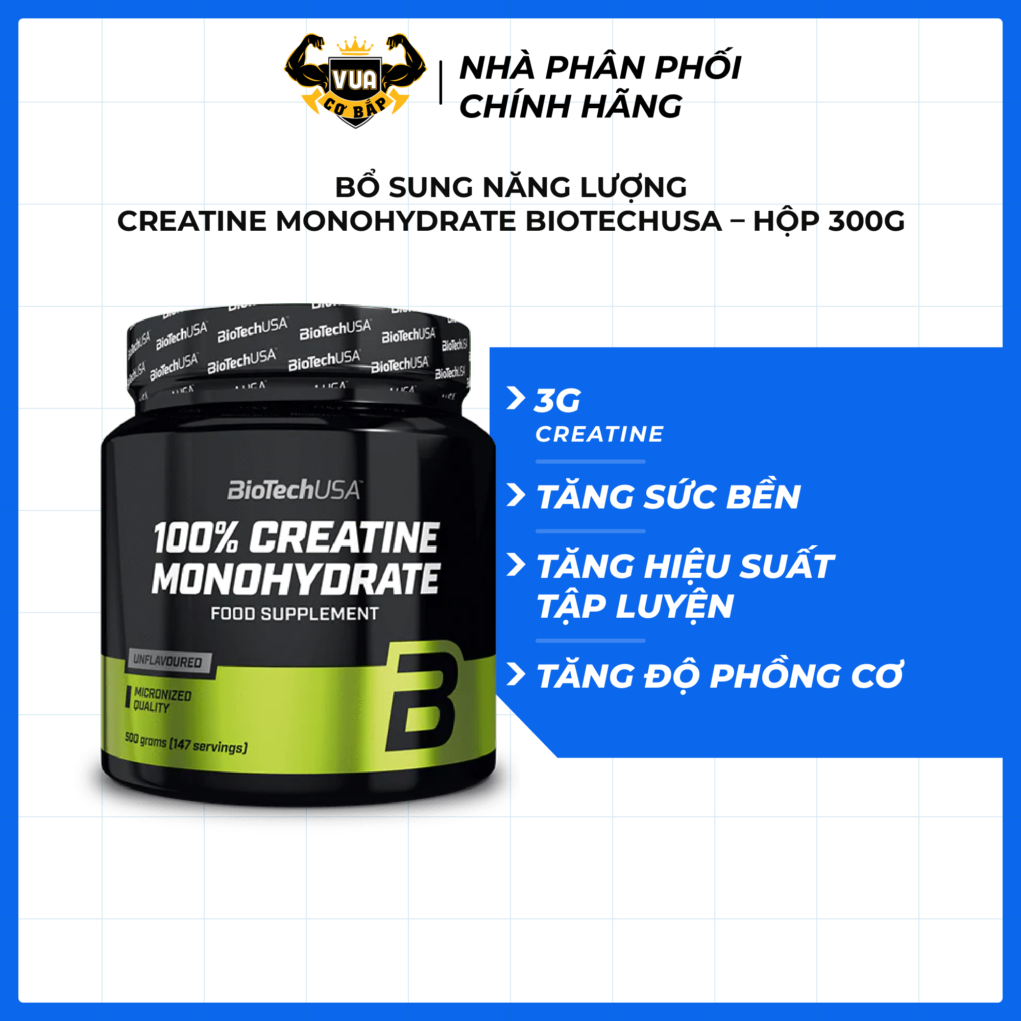 Bổ Sung Năng Lượng CREATINE MONOHYDRATE BiotechUSA  300g