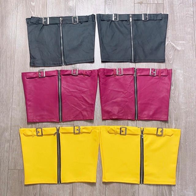 Áo ống da dây kéo phối khoen siêu chất -B0N