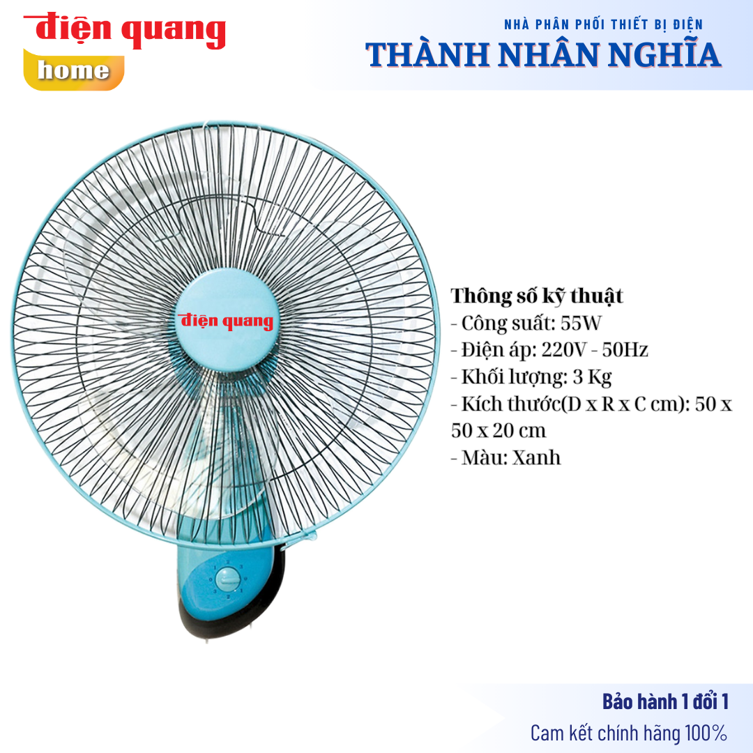 Quạt treo tường Điện Quang ĐQ - FWN16 (Quạt treo cao cấp màu thiên thanh) - Hàng chính hãng