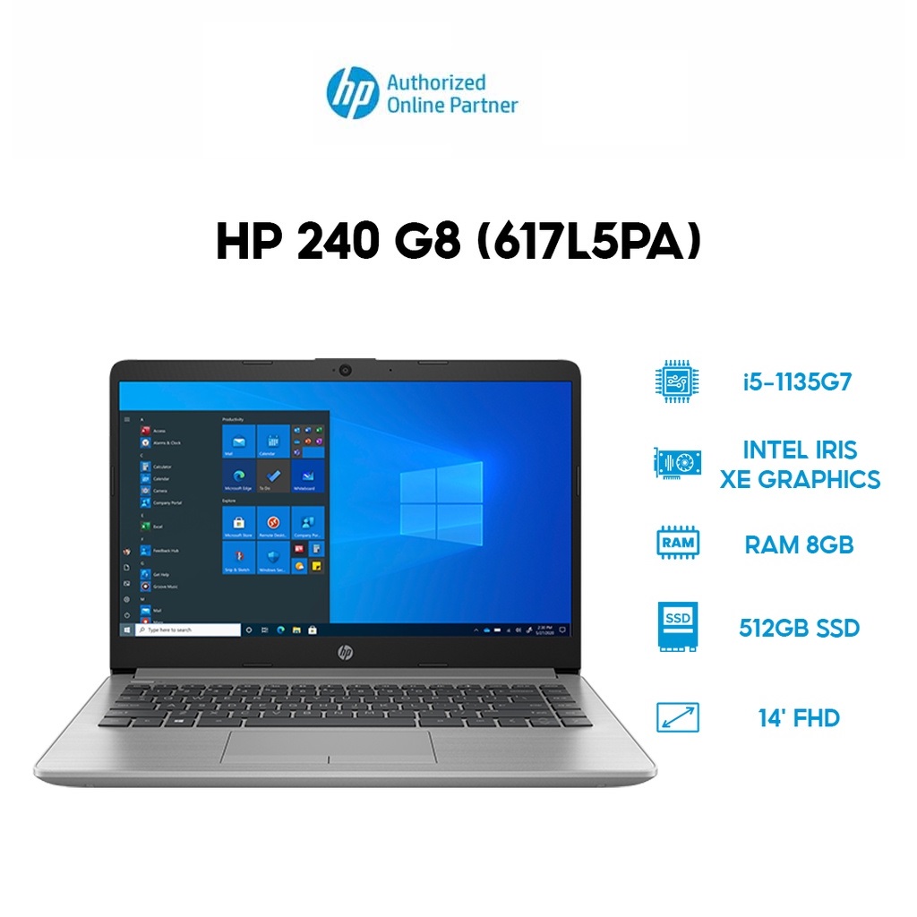 Laptop HP 240 G8 617L5PA i5-1135G7 | 8GB | 512GB | Intel Iris Xe Graphics | 14' FHD |Hàng chính hãng