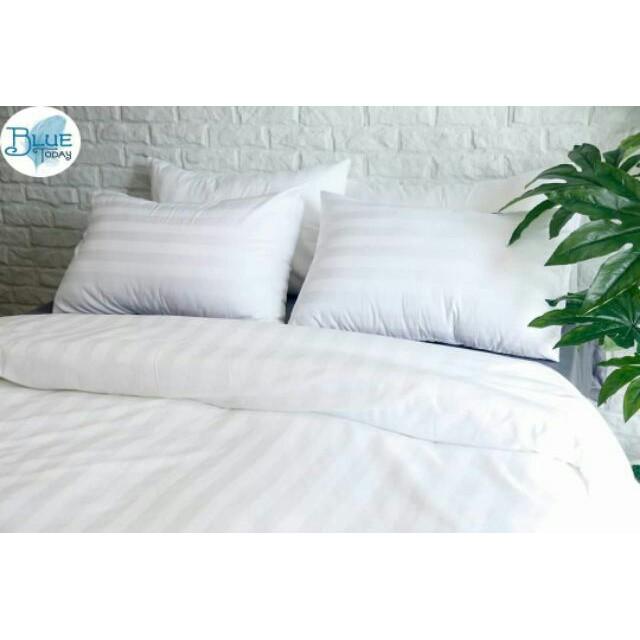 Bộ Drap cotton Trắng Sọc khách sạn đủ size nệm 5-27cm