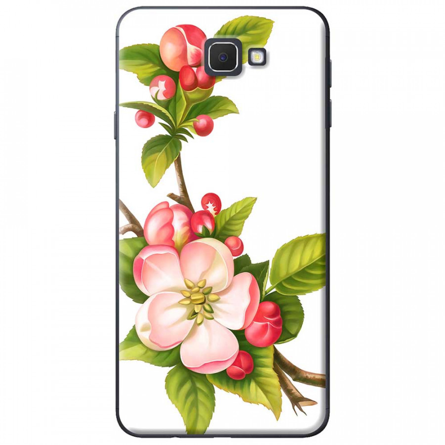 Ốp lưng dành cho Samsung Galaxy J7 Prime mẫu Hoa đào đỏ nền trắng