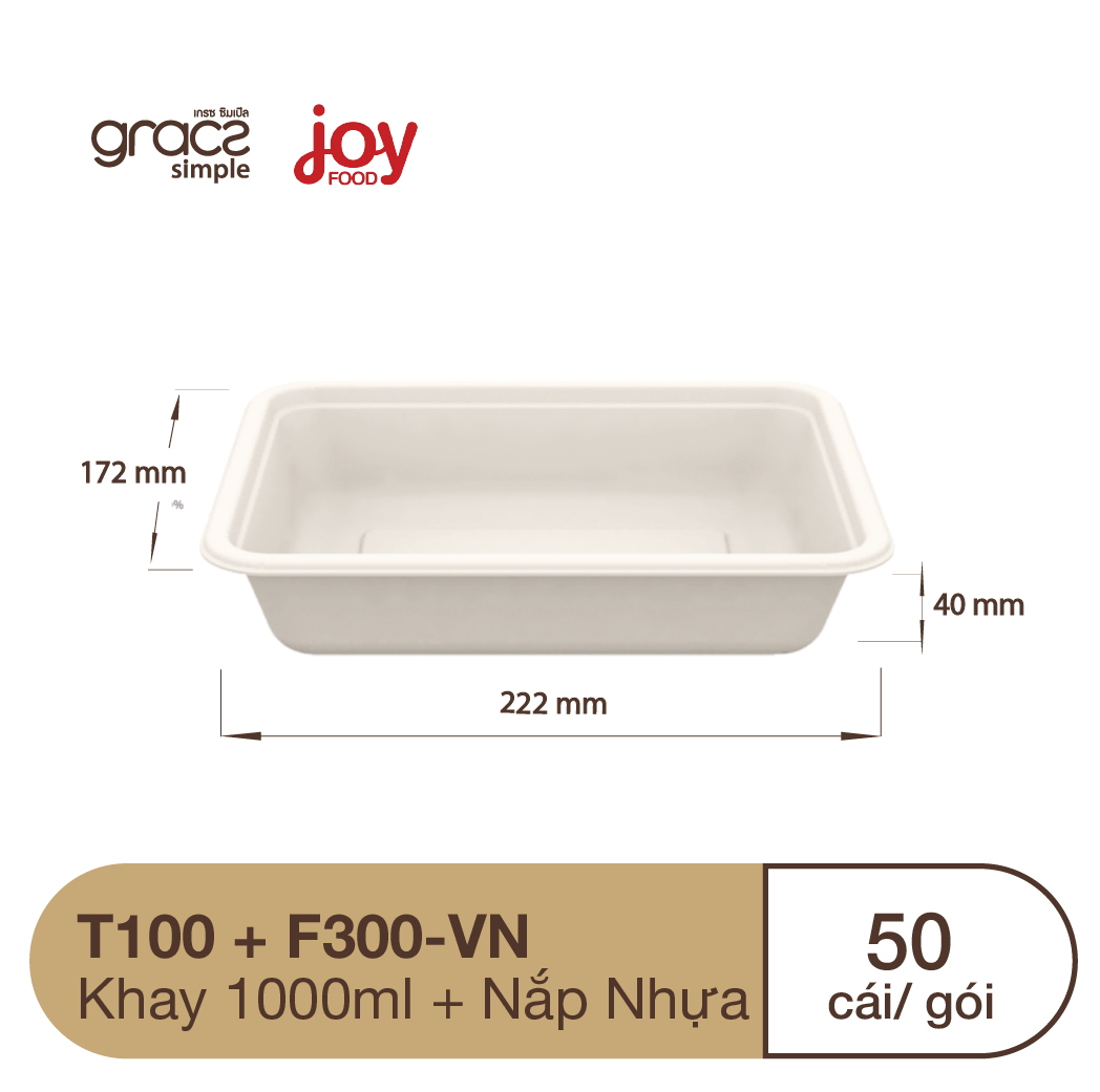 50 khay bã mía Thái Lan 1000ml/ Kèm Nắp Nhựa