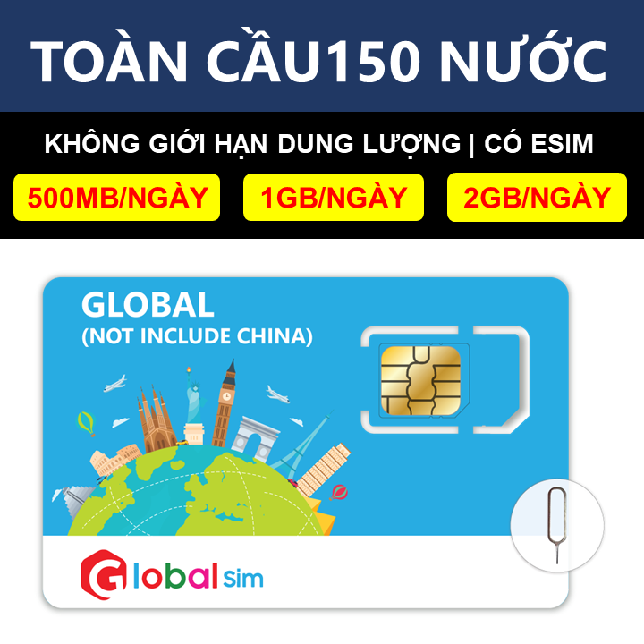 SIM TOÀN CẦU 150 NƯỚC - KHÔNG GIỚI HẠN DATA (HÀNG CHÍNH HÃNG)