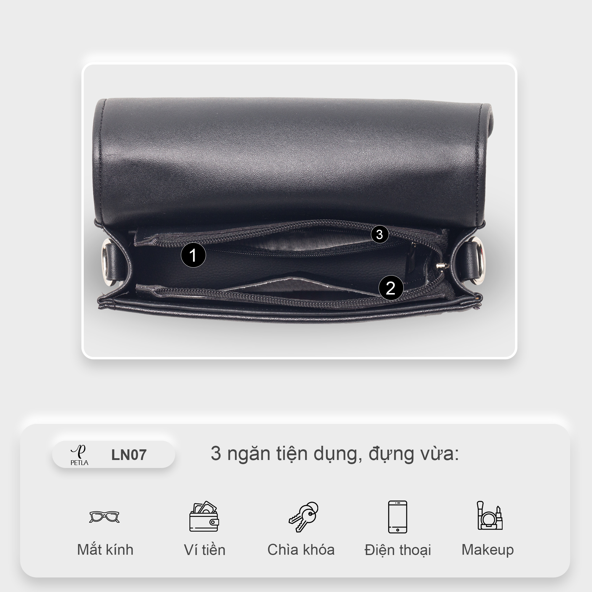 Túi đeo chéo da nữ nắp gập thời trang LN07